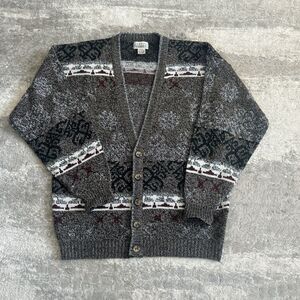 City Streets Cardigan Sweater Mens Large Tall Buttoned 90s Retro Grandpa Vintage